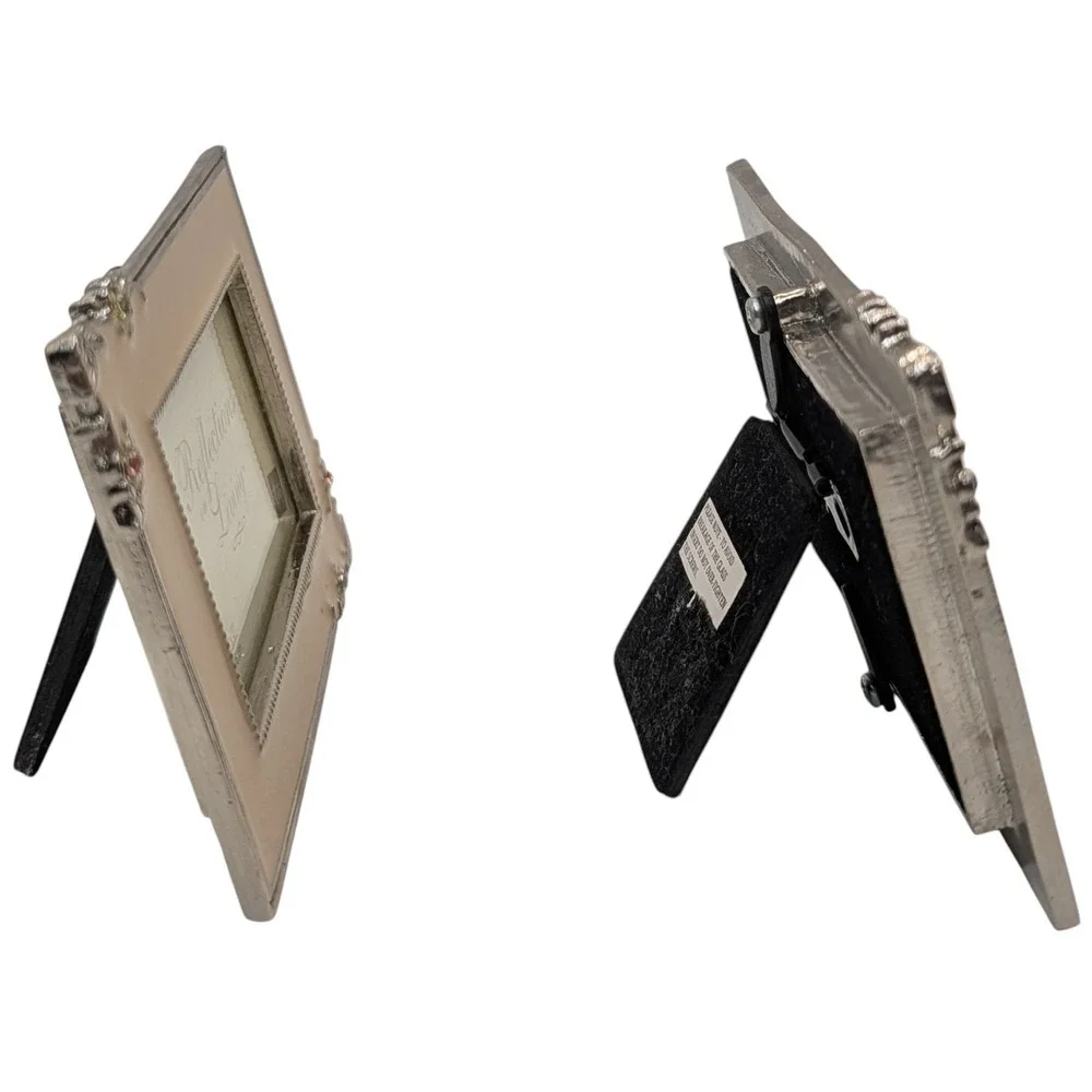 Vintage Russ Enamel Frames Studded Silver Tone Reflections On Living Lot of Two